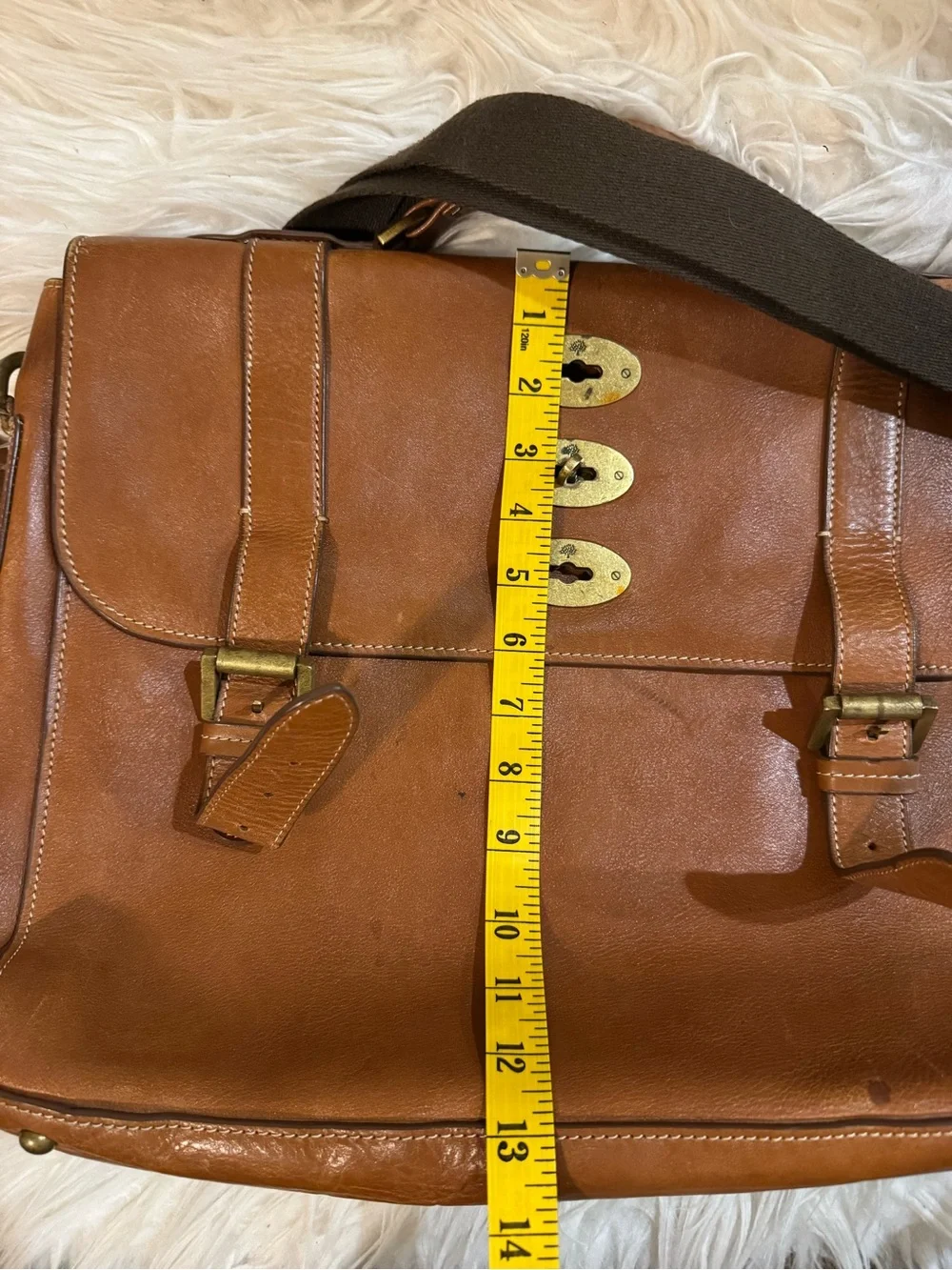 Classic Brown Leather Briefcase Messenger Bag